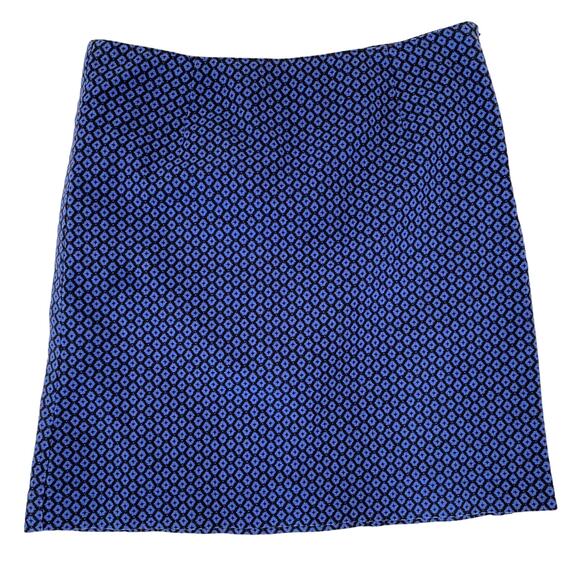 LL BEAN Blue Diamond Print Lined Favorite Fit Pencil Skirt 10 Reg Modest #286359 - Picture 3 of 9